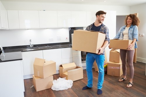 Packed household items and boxes ready for storage in Gospeloak